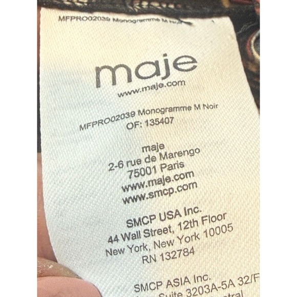 Maje Rockinala Monogram M Print Pleated Mini Dress 34 US 2 Balloon Sleeve - Picture 11 of 14